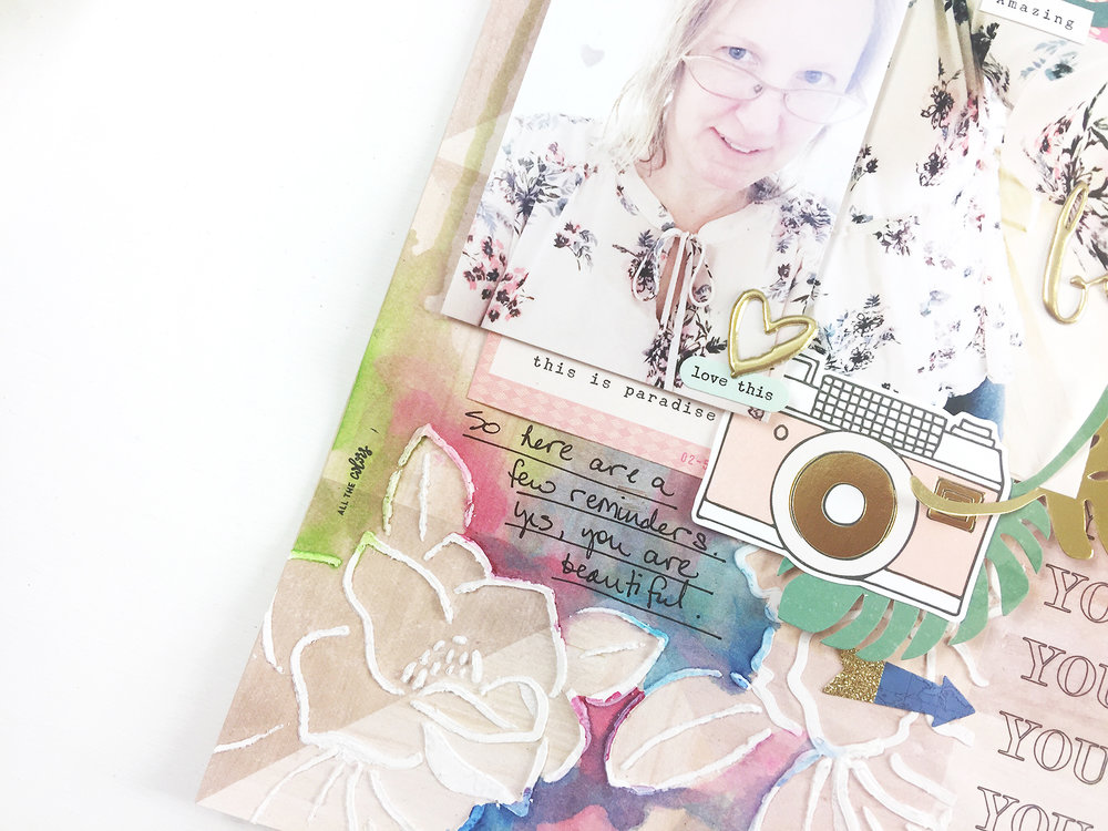 Larkindesign Traditional Scrapbook Layout | You Are Beautiful feat. Crate Paper Oasis %26 Jane DavenportLarkindesign Traditional Scrapbook Layout | You Are Beautiful feat. Crate Paper Oasis %26 Jane Davenport