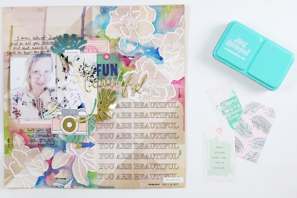 Larkindesign Traditional Scrapbook Layout | You Are Beautiful feat. Crate Paper Oasis %26 Jane DavenportLarkindesign Traditional Scrapbook Layout | You Are Beautiful feat. Crate Paper Oasis %26 Jane Davenport