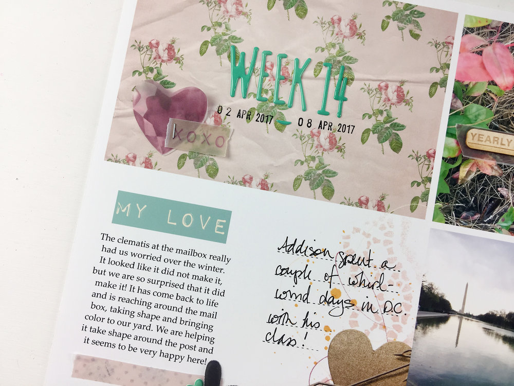 Larkindesign Project Life 2017 Week 14 Embellishing the Hybrid Layout!!!!