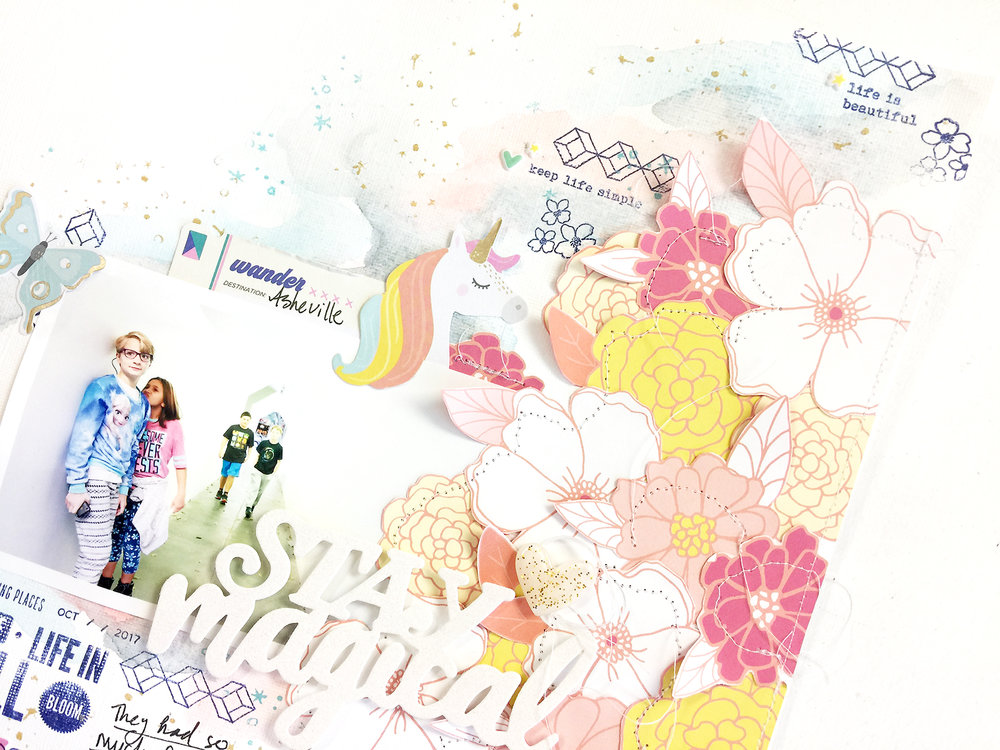 50 First Layouts | Stay Magical A Mixed Media Scrapbook Layout