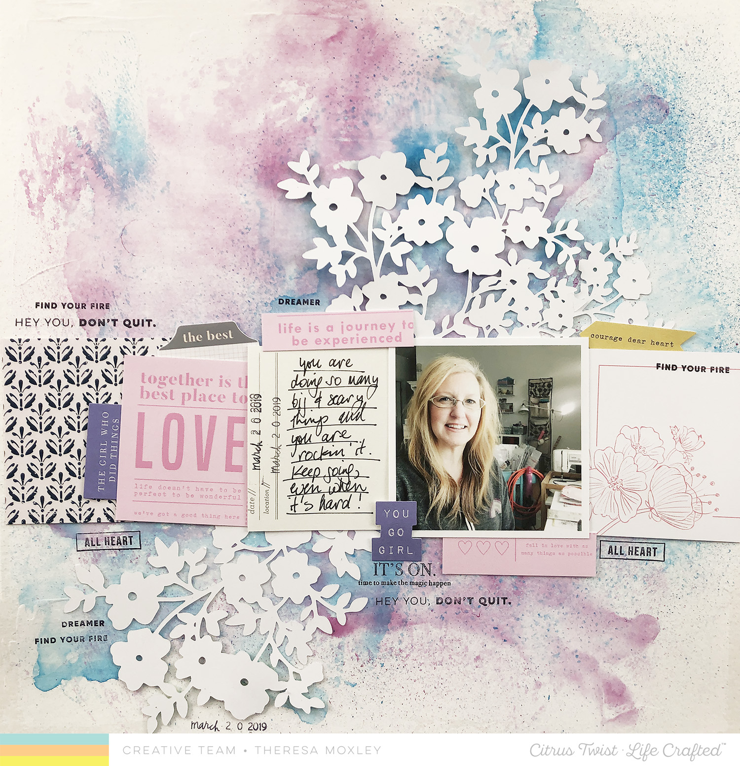 Theresa Moxley Citrus Twist Design Team Mixed Media Layout