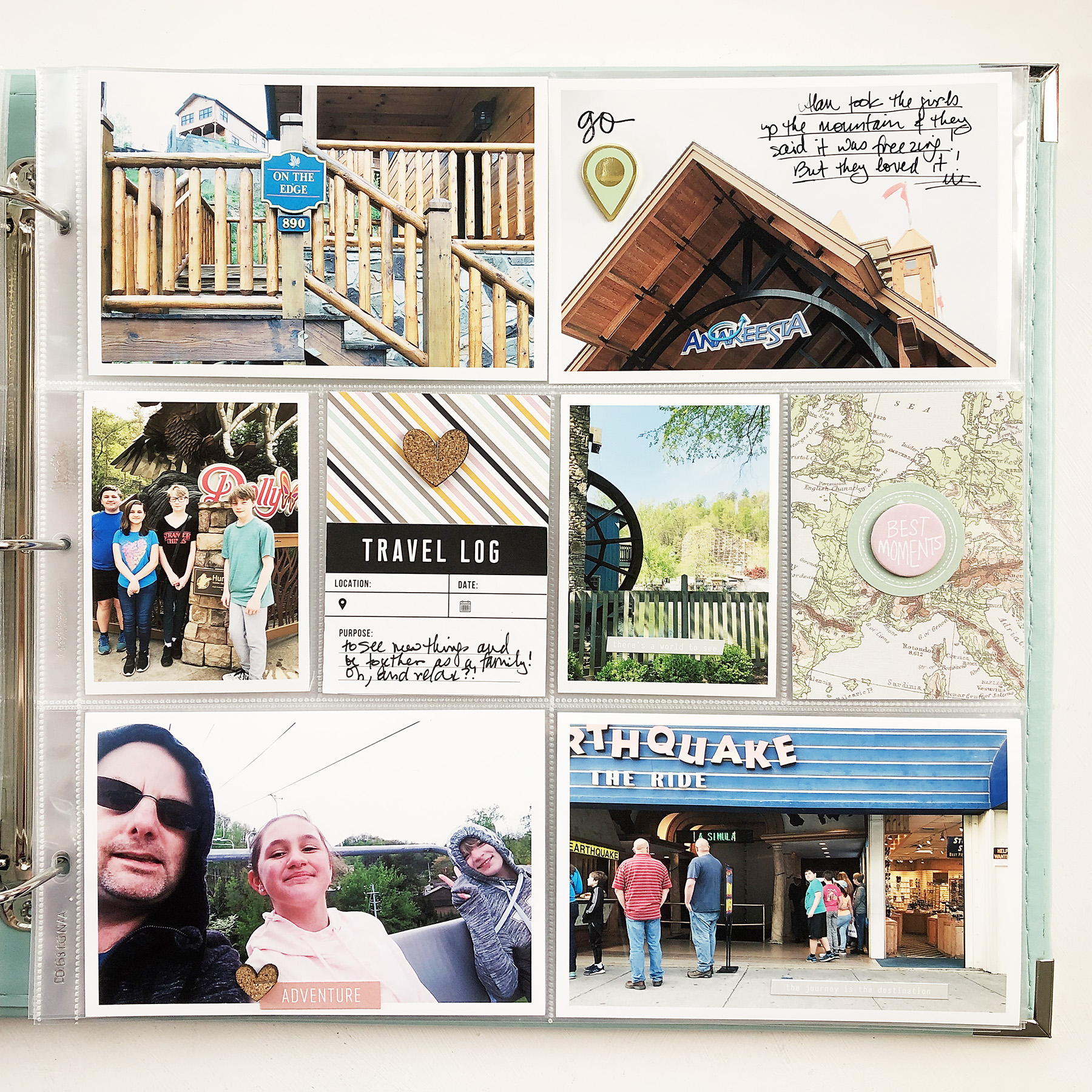 Larkindesign Documenting Travel in Project Life | Part 05 Gatlinburg Final Layout ft. Ali Edwards Travel Kit!!