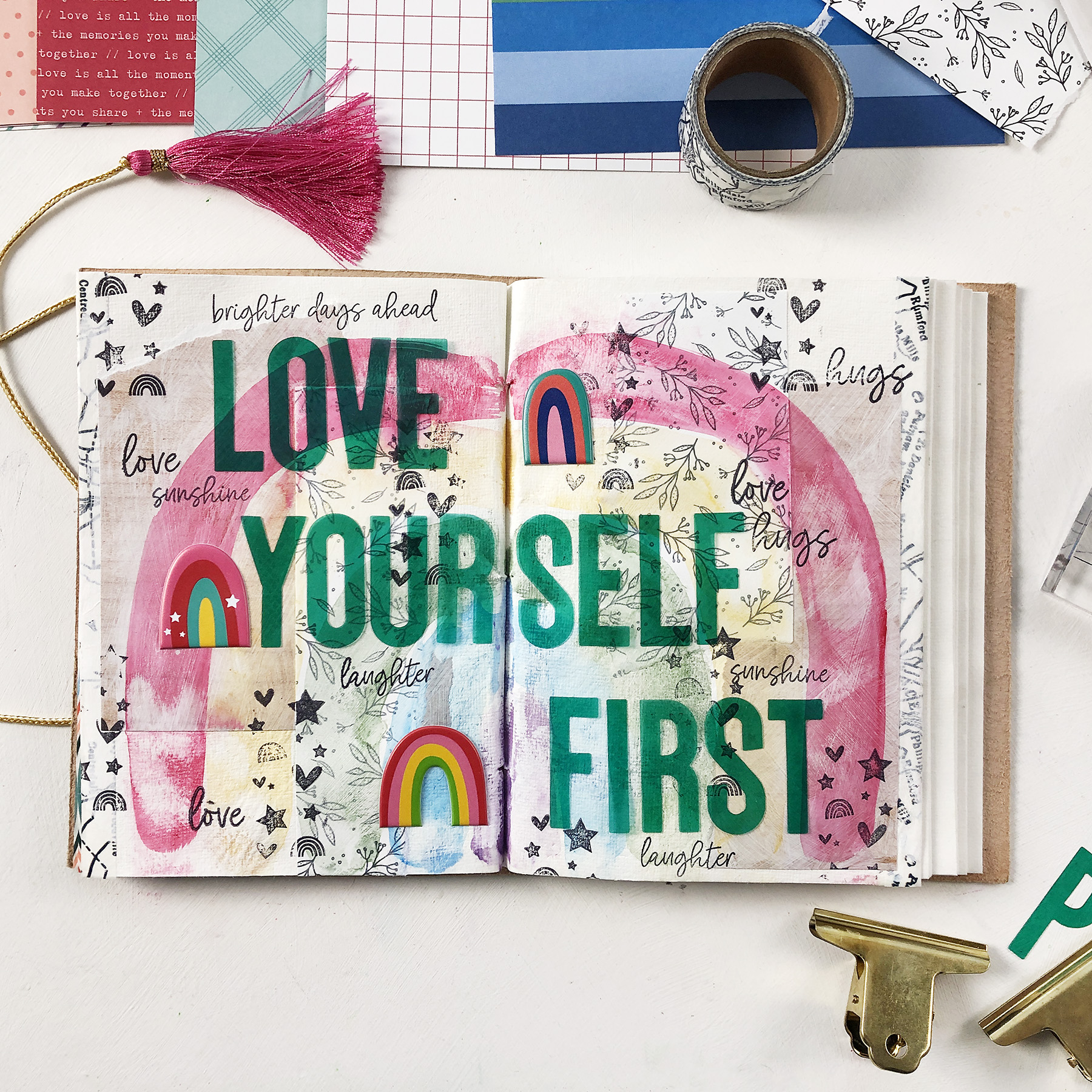 Larkindesign Art Journal Layout | Love Yourself First